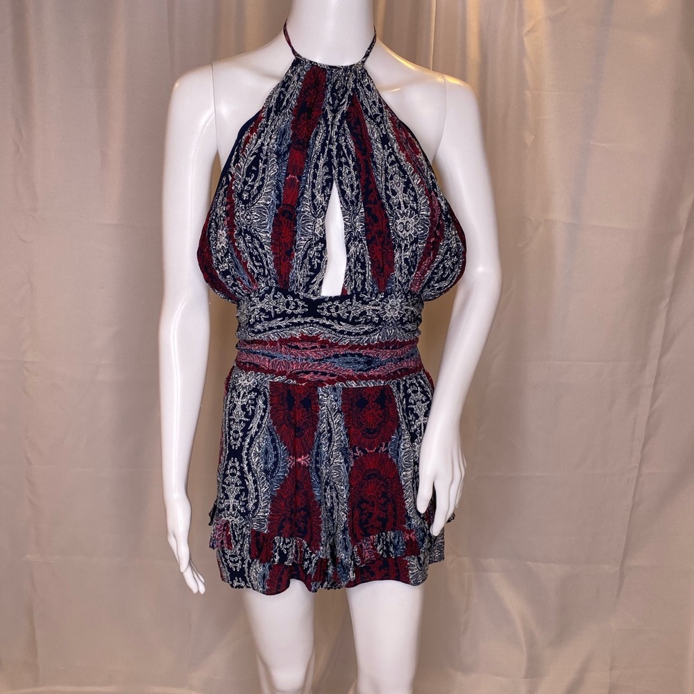 Printed halter Romper